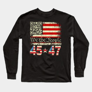Funny QR President Trump 45_47 Long Sleeve T-Shirt